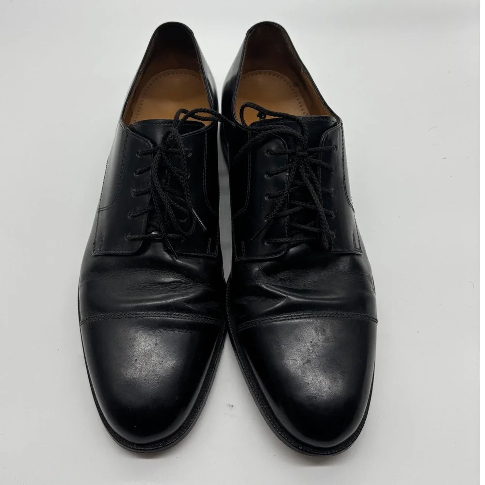 Cole Haan Mens Black Leather Cap Toe Derby Dress Shoes 13 D